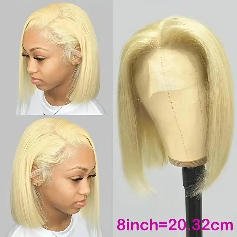 10 Inch Glueless Machine Made High Temperature Fiber Synthetic Wig 150% Density 4x4 Closure Short Bob Straight Wigs Women Small