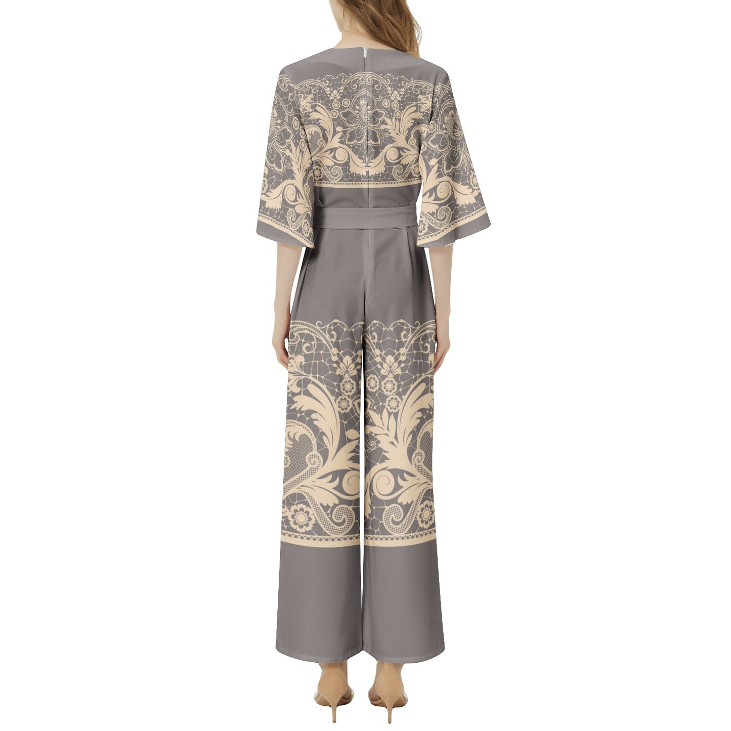 Dolman Sleeve Belted Wide Leg Jumpsuit