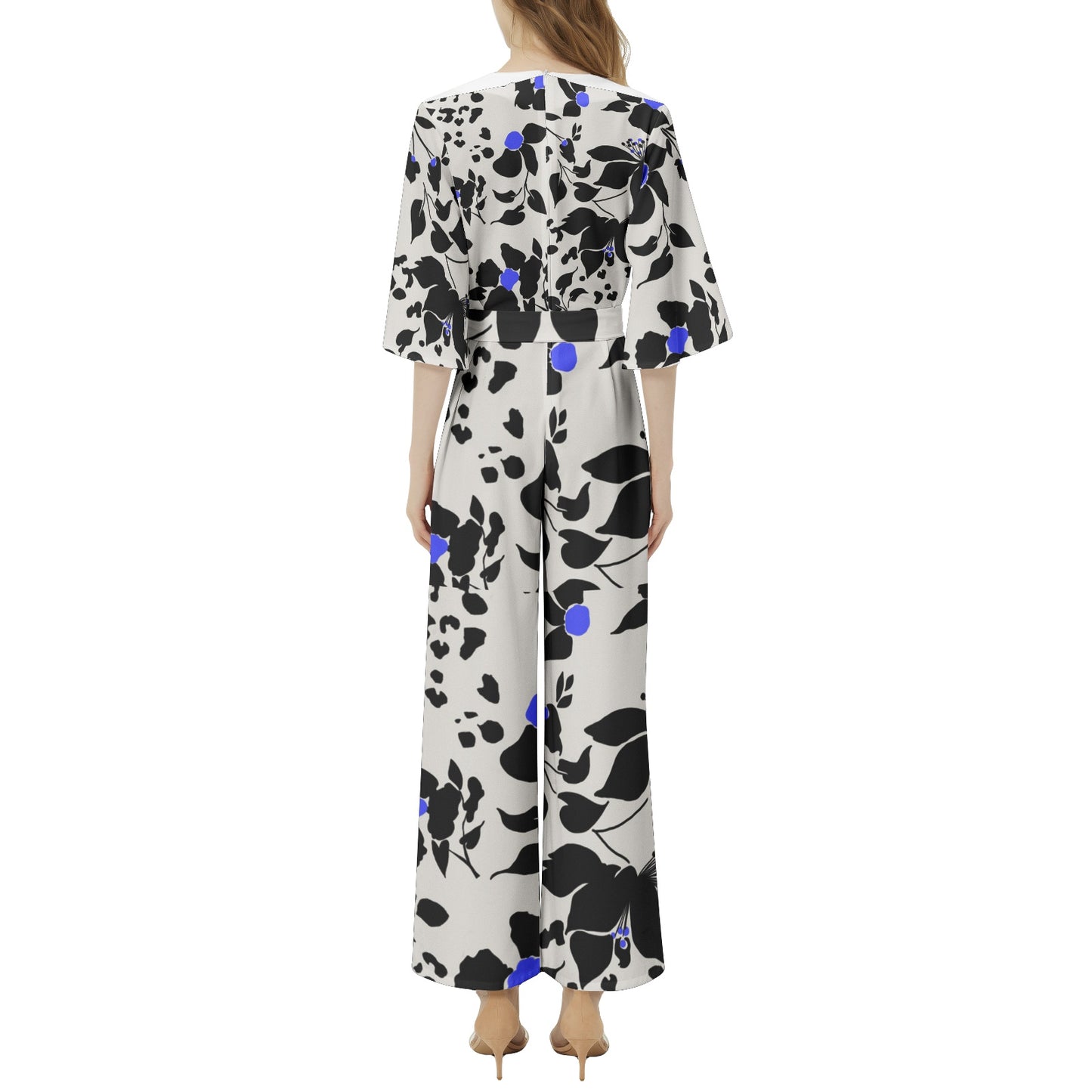 Dolman Sleeve Belted Wide Leg Jumpsuit