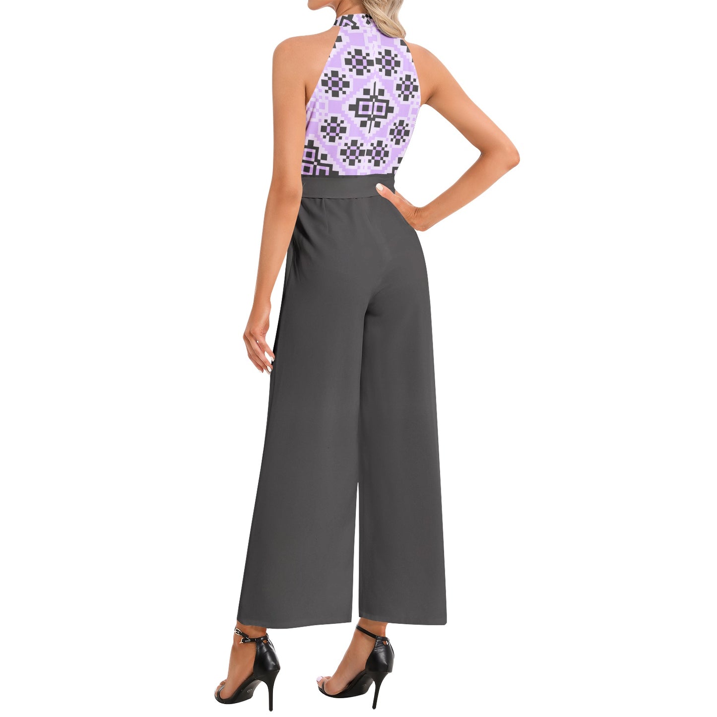 Halter Neck Buckle Belted Jumpsuit