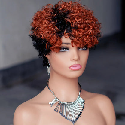 8 Inches Full Mechanism Glueless Short Afro Curly Human Hair Wig Heat-Resistant None Lace American Black Women Virgin Wigs Stock