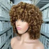 High Density 280g Human Hair Wig SDD Vietnamese Style Loose Curly Short Bob with Fringe