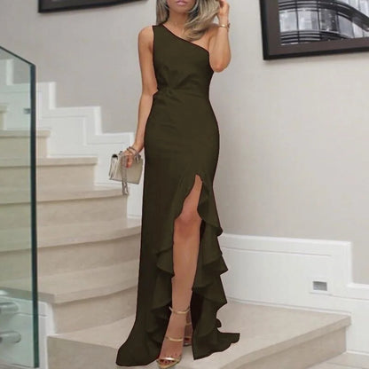 2026 Round Neck Sleeveless Plain Elegant Women Summer Party Long Casual Dress