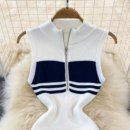 Striped Knit Vest Dress Summer Sexy Slim Tight Sleeveless Dresses