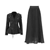 Bettergirl New Fashion Temperament Elegant Wind Suit New Splicing Butterfly Decorative Waist Coat High Waist Pleated Half Dress