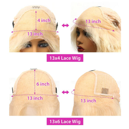 Cheap Silky Straight Short Bob Lace Front Human Hair Wigs for Women Icy Blue for Winter Pink Color Middle Part Ombre Lace Wig