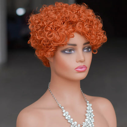 8 Inches Full Mechanism Glueless Short Afro Curly Human Hair Wig Heat-Resistant None Lace American Black Women Virgin Wigs Stock