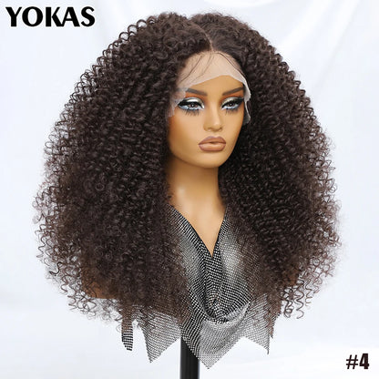 Lace Front Wigs 24 Inch Synthetic For Afro Women Chocolate Brown Lace Front Wigs For Female Curly Lace Front Wigs With Baby Hair