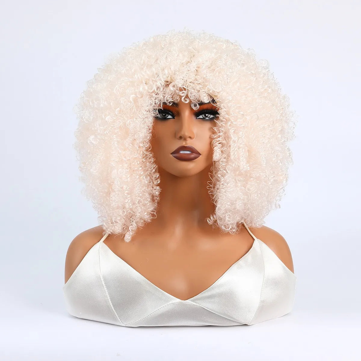 Synthetic 1 Piece 16 Inch Exploded Head Curly Wig, Comfortable and Breathable Snapback Mesh Cap