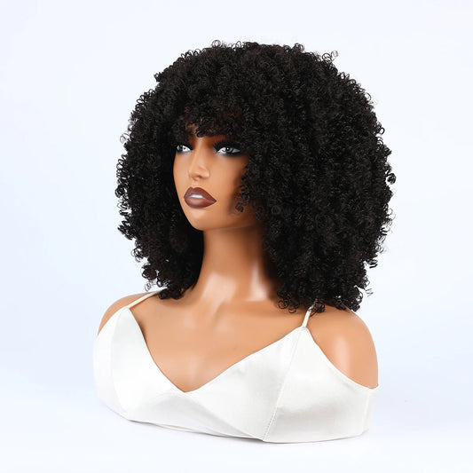 Synthetic 1 Piece 16 Inch Exploded Head Curly Wig, Comfortable and Breathable Snapback Mesh Cap