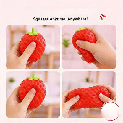 Squishy Large Strawberry Slow-Rising Stress Relief Toy – Soft Squeeze Fidget Fruit Figurine, Stretchy Durable Non-Stick Tactile Grip, Lightweight Portable Calming Anxiety Release, Cute Desk Decor Gift for Her Him