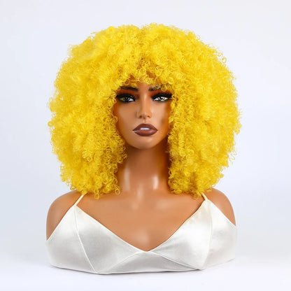 Synthetic 1 Piece 16 Inch Exploded Head Curly Wig, Comfortable and Breathable Snapback Mesh Cap