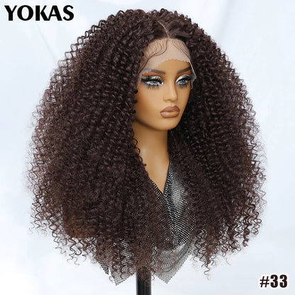 Lace Front Wigs 24 Inch Synthetic For Afro Women Chocolate Brown Lace Front Wigs For Female Curly Lace Front Wigs With Baby Hair