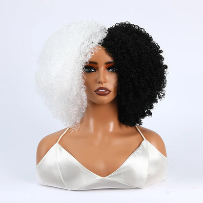 Synthetic 1 Piece 16 Inch Exploded Head Curly Wig, Comfortable and Breathable Snapback Mesh Cap