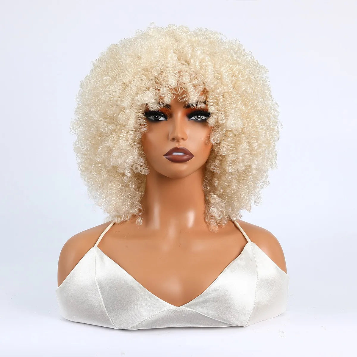 Synthetic 1 Piece 16 Inch Exploded Head Curly Wig, Comfortable and Breathable Snapback Mesh Cap