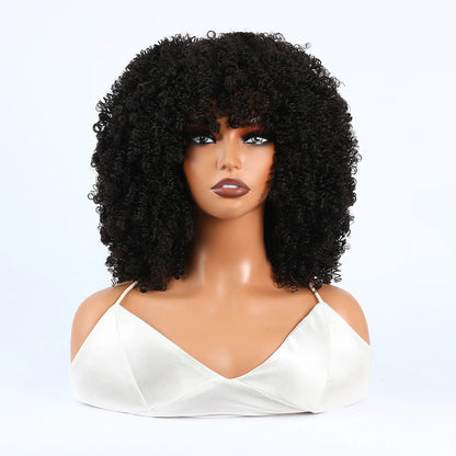 Synthetic 1 Piece 16 Inch Exploded Head Curly Wig, Comfortable and Breathable Snapback Mesh Cap