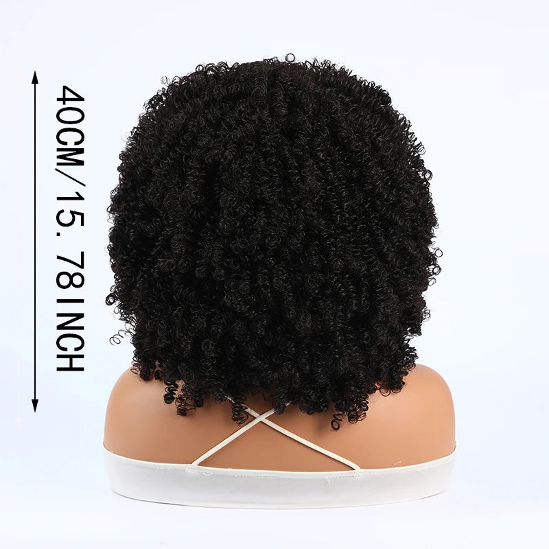 Synthetic 1 Piece 16 Inch Exploded Head Curly Wig, Comfortable and Breathable Snapback Mesh Cap