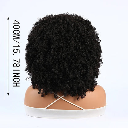 Synthetic 1 Piece 16 Inch Exploded Head Curly Wig, Comfortable and Breathable Snapback Mesh Cap