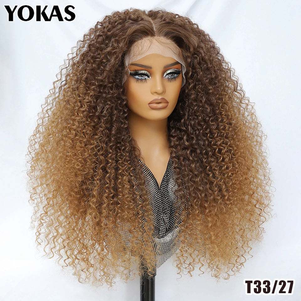 Lace Front Wigs 24 Inch Synthetic For Afro Women Chocolate Brown Lace Front Wigs For Female Curly Lace Front Wigs With Baby Hair