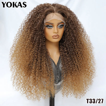 Lace Front Wigs 24 Inch Synthetic For Afro Women Chocolate Brown Lace Front Wigs For Female Curly Lace Front Wigs With Baby Hair