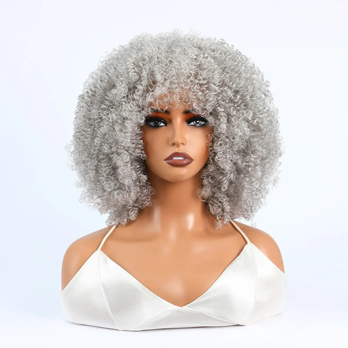 Synthetic 1 Piece 16 Inch Exploded Head Curly Wig, Comfortable and Breathable Snapback Mesh Cap
