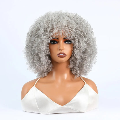 Synthetic 1 Piece 16 Inch Exploded Head Curly Wig, Comfortable and Breathable Snapback Mesh Cap
