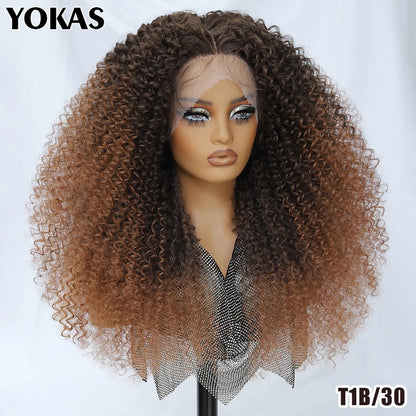 Lace Front Wigs 24 Inch Synthetic For Afro Women Chocolate Brown Lace Front Wigs For Female Curly Lace Front Wigs With Baby Hair