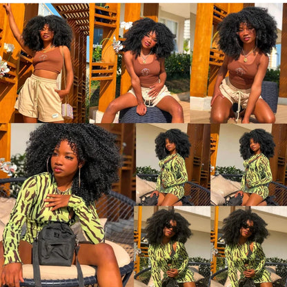Curly Wigs for Black Women Afro  Curly Wig with Bangs Synthetic Fiber Glueless Kinky Curly Hair Black