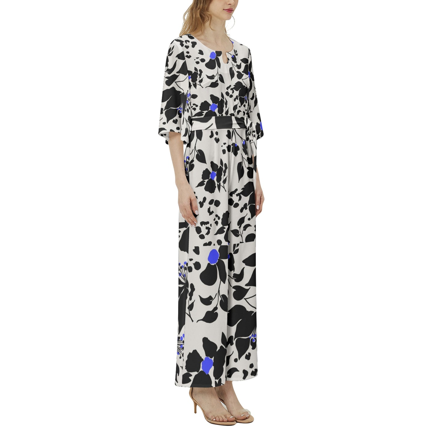 Dolman Sleeve Belted Wide Leg Jumpsuit