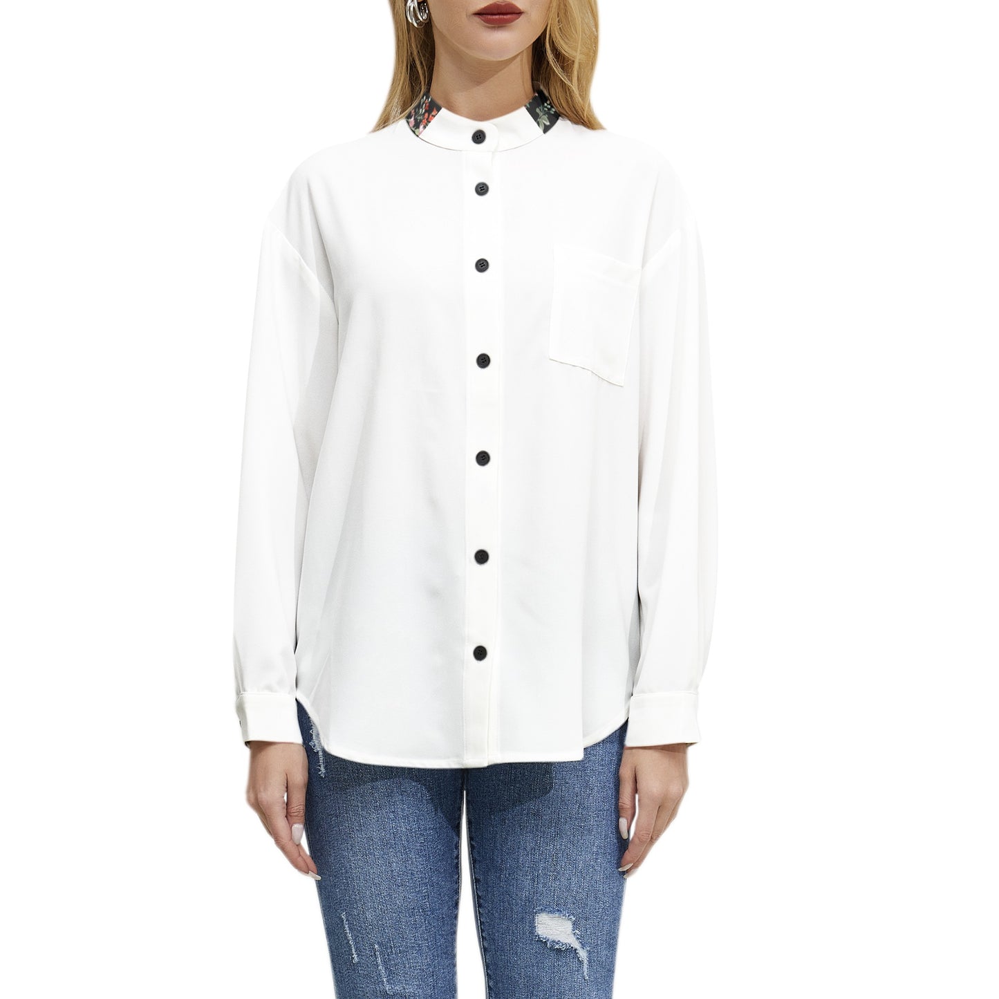 Long Sleeve Button Up Casual Shirt Top